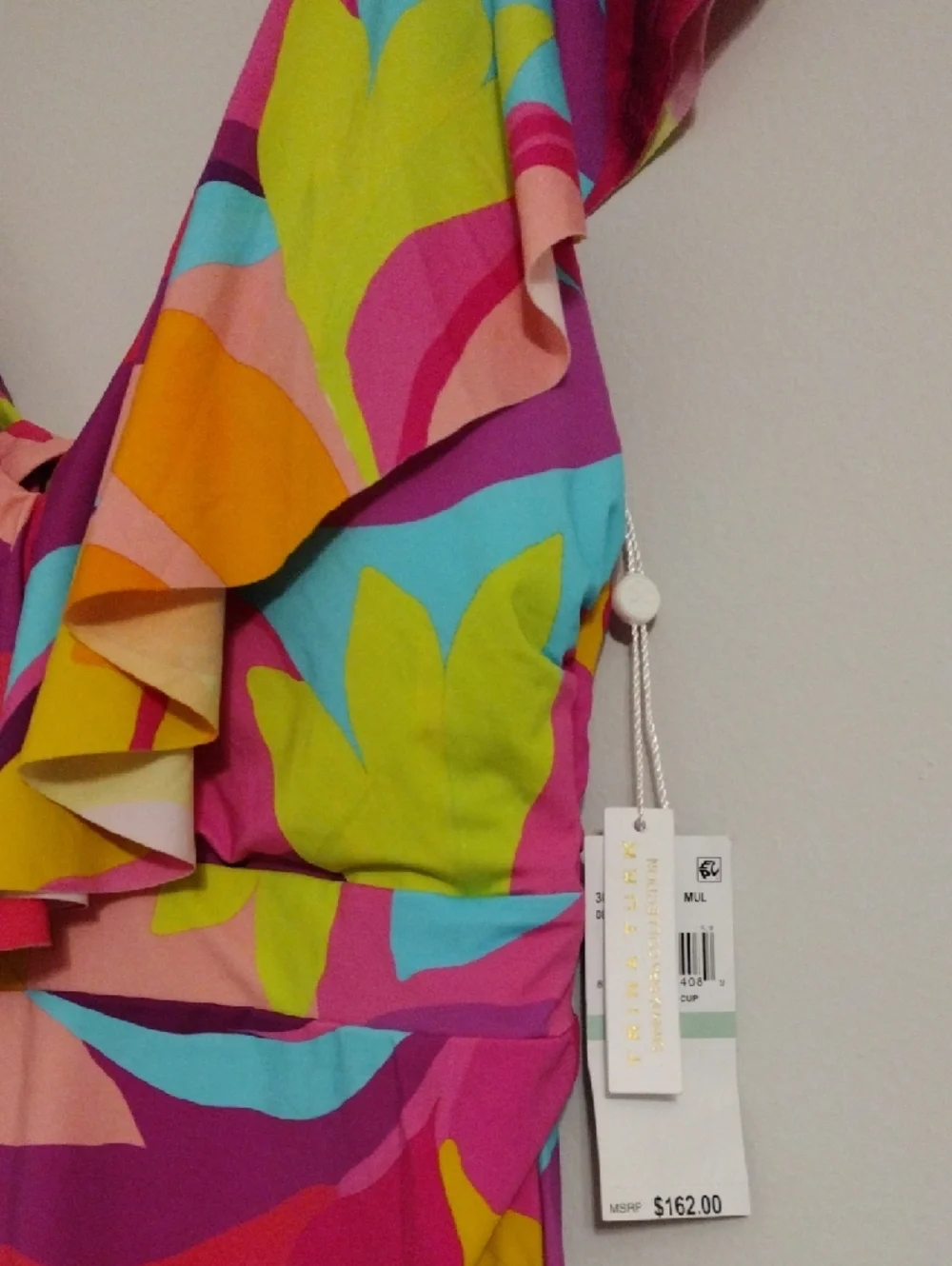 Trina Turk Multi-Color Floral Ruffle One-Piece - Picture 2 of 6